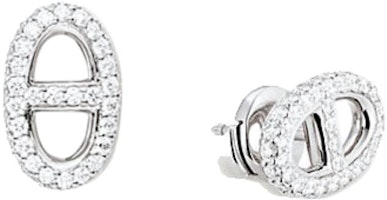 (Women) HERMES Oval Design 18K White Gold Earrings Silver. 72466193 (Women) HERMES Oval Design 18K White Gold Earrings Silver. 72466193