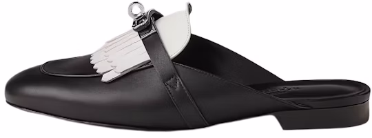 (Women) HERMES Oz 'Black Leather Open-Back Mules' H241068Z-03 (Women) HERMES Oz 'Black Leather Open-Back Mules' H241068Z-03