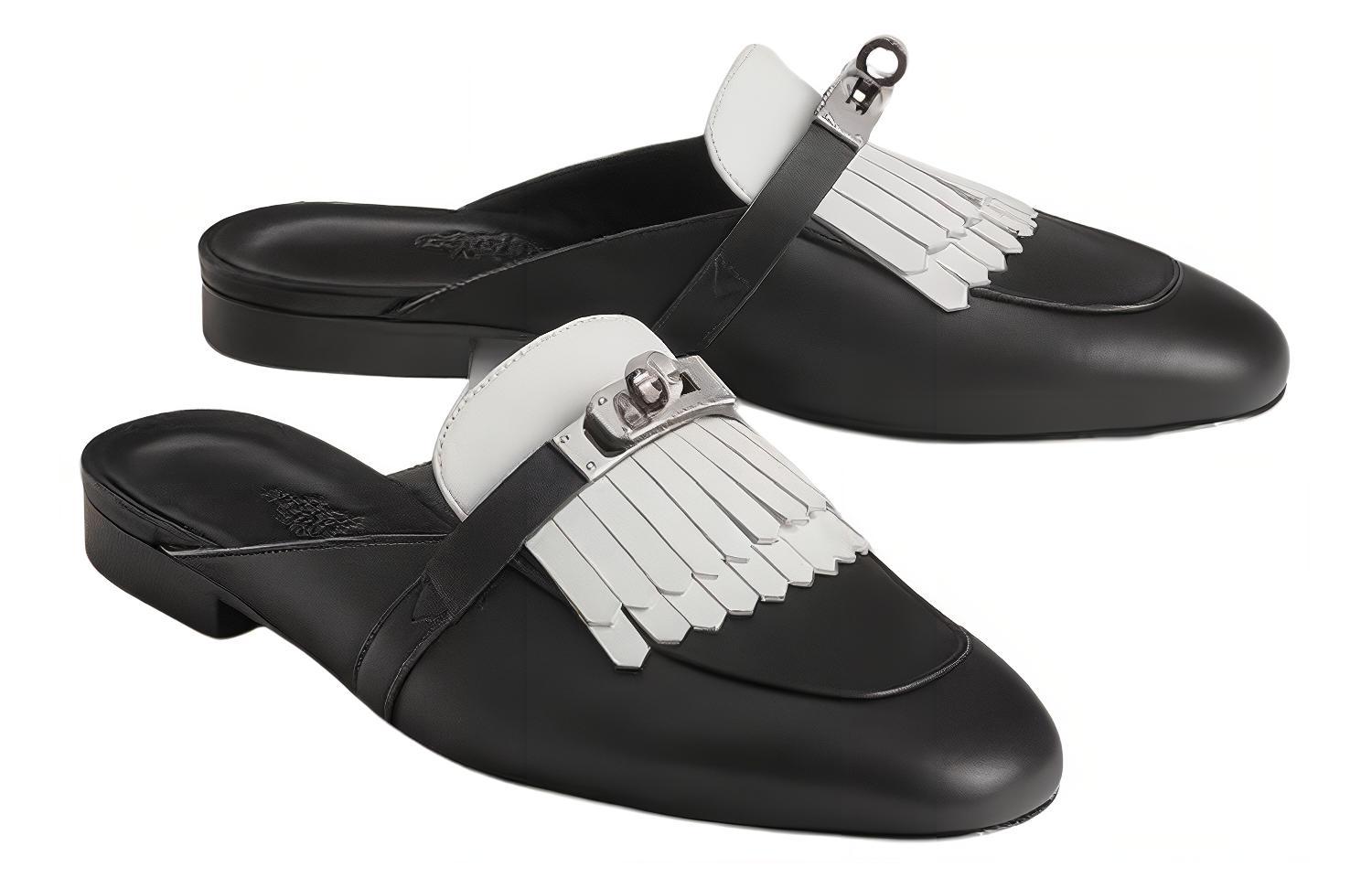 Lookbook (W) エルメス Oz ブラックレザー オープンバックミュール H241068Z-03