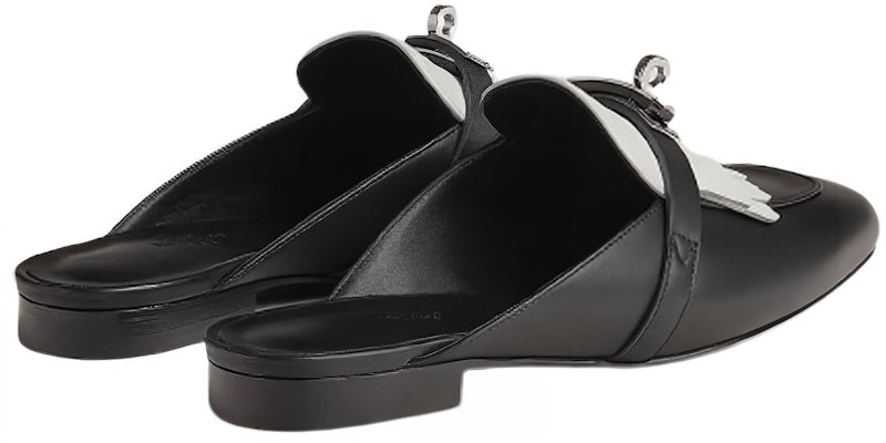 (Women) HERMES Oz 'Black Leather Open-Back Mules' H241068Z-03 Shop (Women) HERMES Oz 'Black Leather Open-Back Mules' H241068Z-03