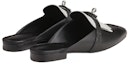 Shop (Women) HERMES Oz 'Black Leather Open-Back Mules' H241068Z-03