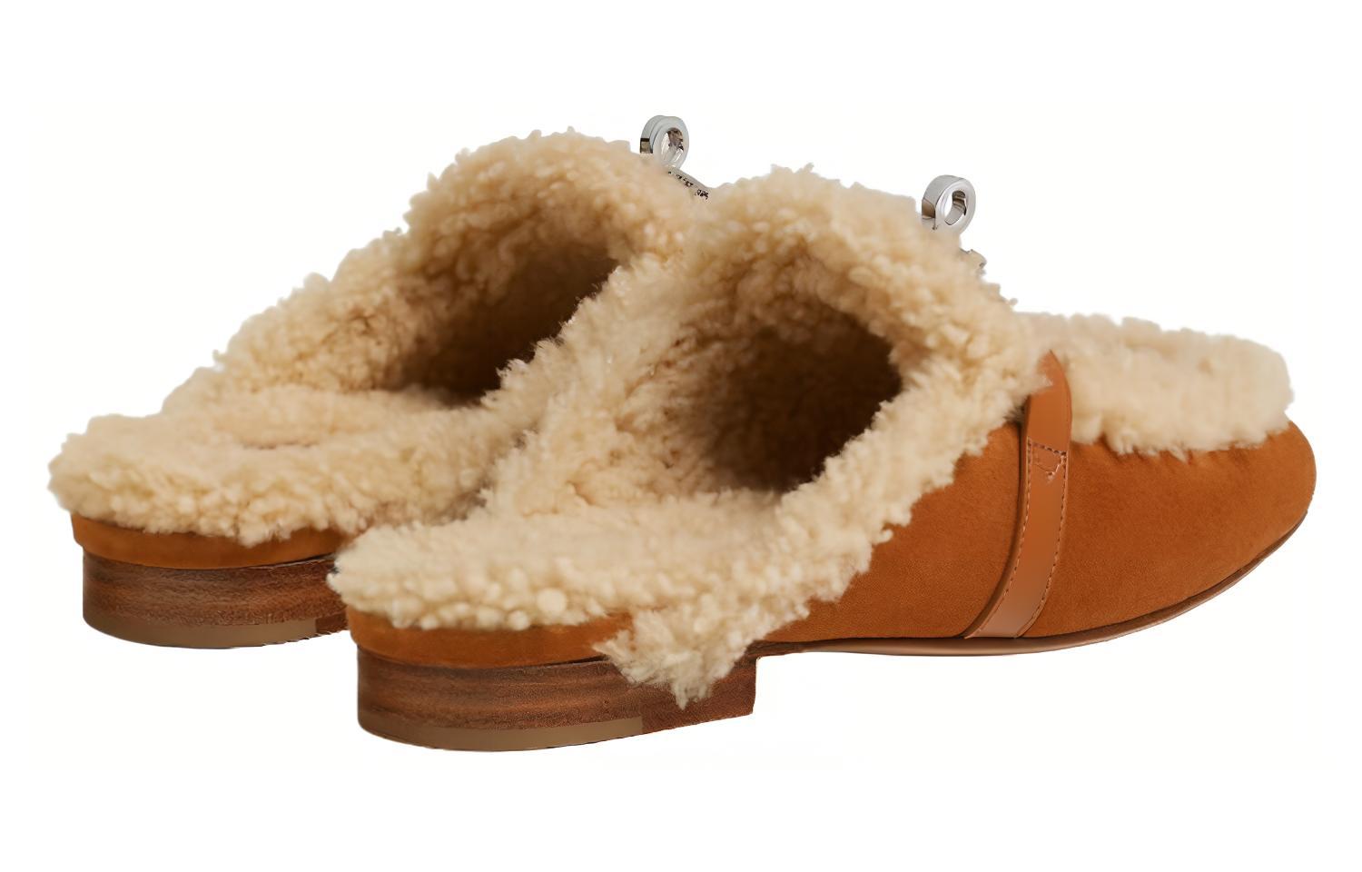 Shop (W) HERMES Oz 'Mule Kulit Coklat Dengan Ujung Bundar' H232123Z-A3