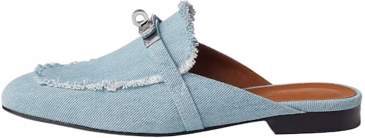 (Women) HERMES Oz Flat Simple Mules Light Blue H241067Z CB (Women) HERMES Oz Flat Simple Mules Light Blue H241067Z CB