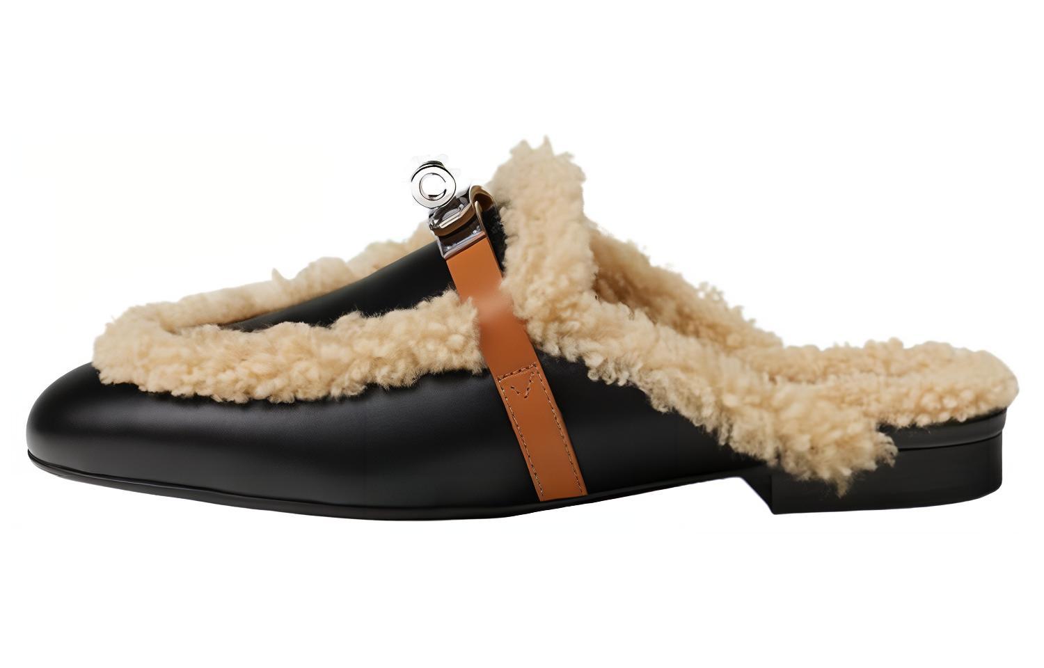 (Women) HERMES Oz Leather Mule 'Black' H232124Z-02