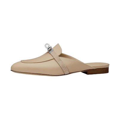(W) HERMES Oz Leather Or' Mule 'Sable d'