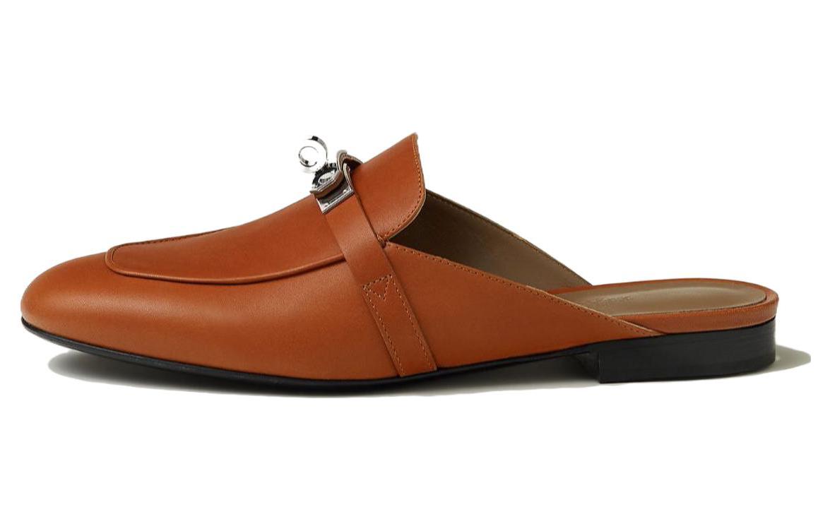 (Women) HERMES Oz Leather Slipper 'Brown' H232121Z-A3