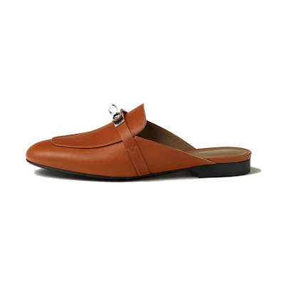 (W) HERMES Oz Leather Slipper 'Brown'