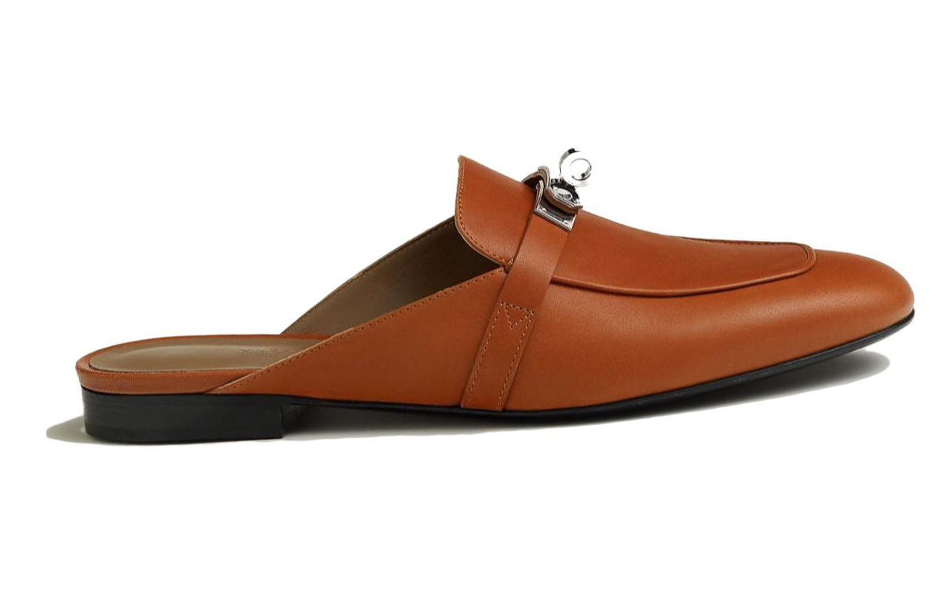 Order 愛馬仕 Oz 皮革 套穿圓頭休閒 包頭拖鞋 女款 棕色