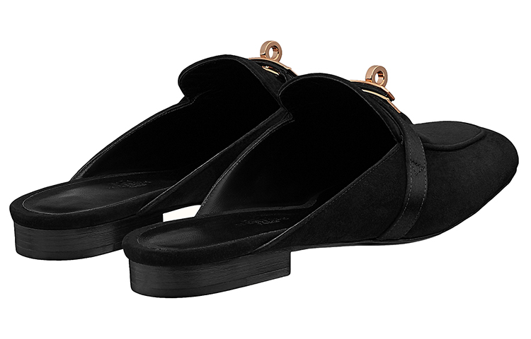 Shop (W) HERMES Oz Mule 'Hitam Suede' H211159Z-02