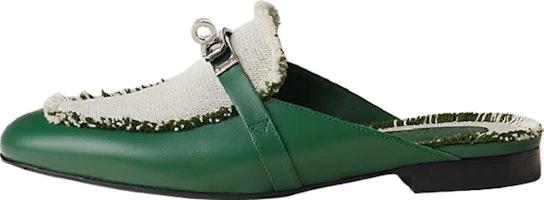 (Women) HERMES Oz Mule 'Green Canvas & Calfskin' H231064Z-V1 (Women) HERMES Oz Mule 'Green Canvas & Calfskin' H231064Z-V1