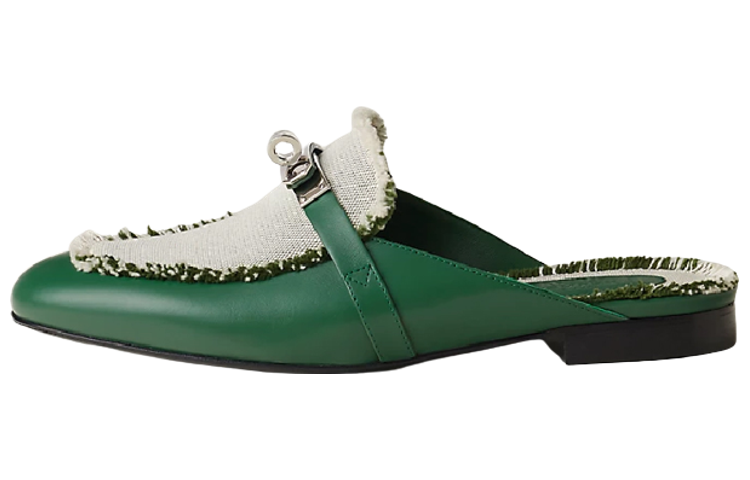 Buy (W) HERMES Oz Mule 'Kanvas Hijau & Kulit Anak Lembu' H231064Z-V1