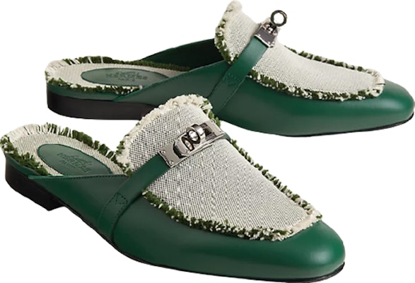 (Women) HERMES Oz Mule 'Green Canvas & Calfskin' H231064Z-V1 Lookbook (Women) HERMES Oz Mule 'Green Canvas & Calfskin' H231064Z-V1