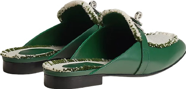 (W) HERMES Oz Mule 'Lienzo Verde y Cuero de Ternera' H231064Z-V1 Shop (W) HERMES Oz Mule 'Lienzo Verde y Cuero de Ternera' H231064Z-V1