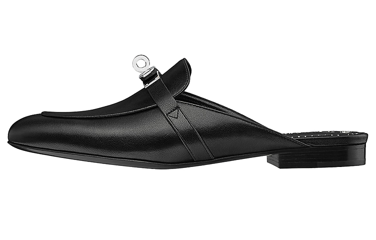 (Women) HERMES Oz Mule 'Les Cles Bandana Black' H202117Z-03