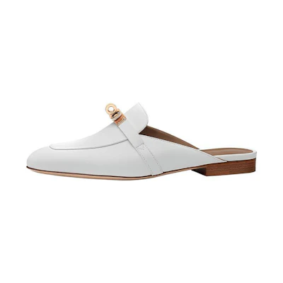 (W) HERMES Oz Mule 'Rose Gold Buckle White'