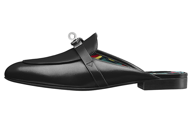 (Women) HERMES Oz Mule Black 'Faubourg Rainbow' H191086Z-02