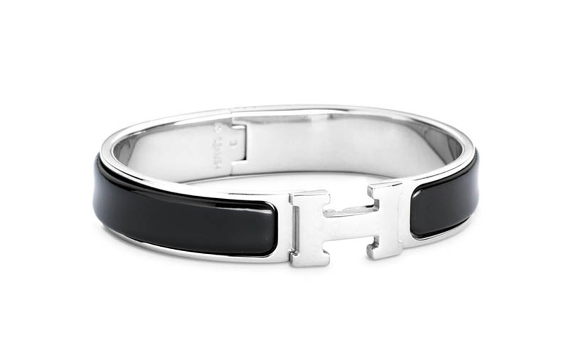 (Women) HERMES Palladium-Plated H Logo Bracelet Black/Silver H700001FP01 圖 3