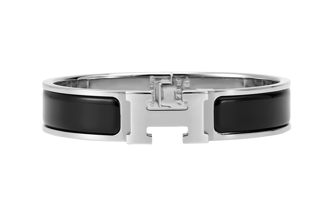 (Women) HERMES Palladium-Plated H Logo Bracelet Black/Silver H700001FP01 圖 4