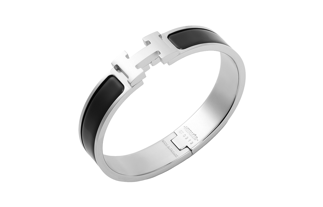 (Women) HERMES Palladium-Plated H Logo Bracelet Black/Silver H700001FP01 圖 5