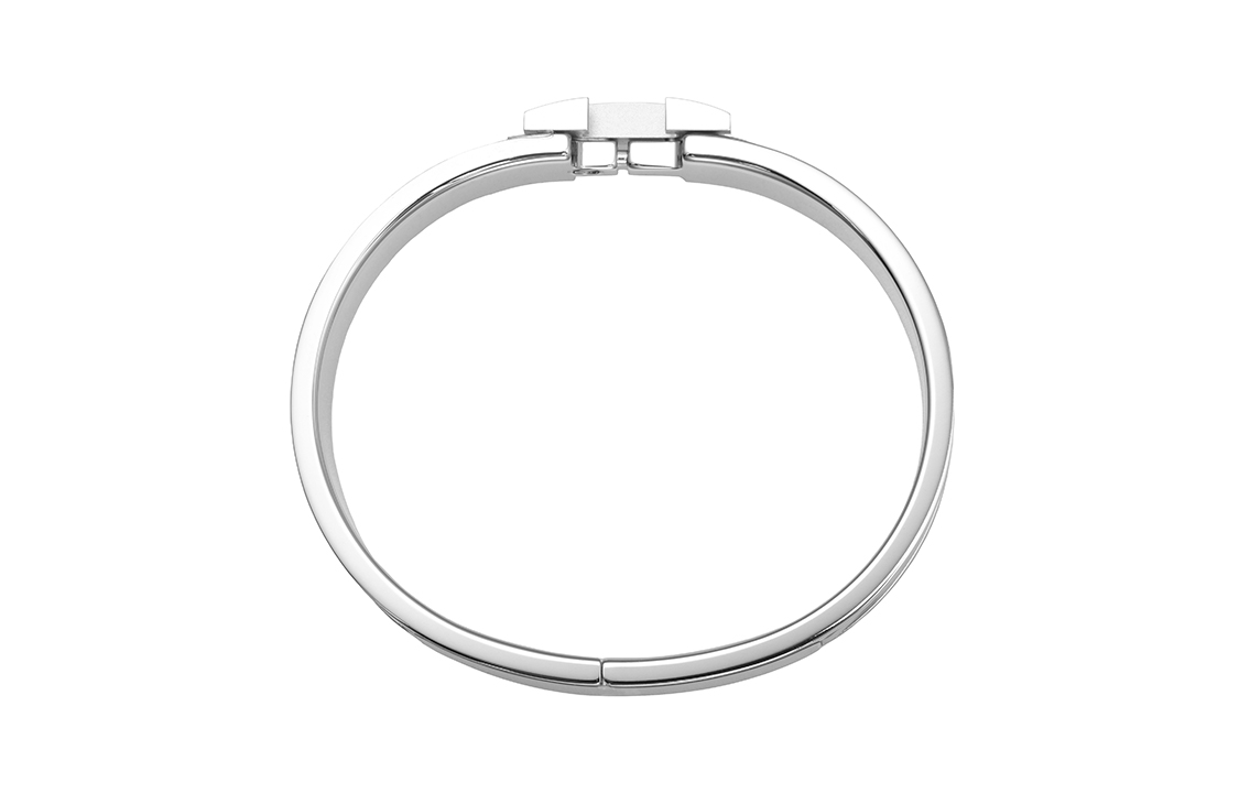 (Women) HERMES Palladium-Plated H Logo Bracelet Black/Silver H700001FP01 圖 6