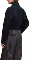 Lookbook (W) 愛馬仕女性深藍黑色鈀金屬扣風衣外套 H5H0122DB5H