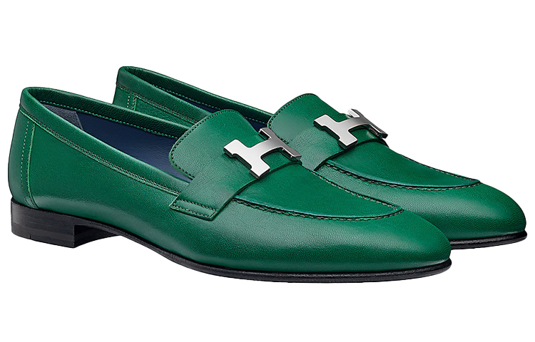Shop (W) HERMES Paris Loafer Kulit Kambing Hijau H172108Z-6Y