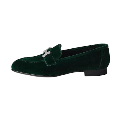 (W) HERMES Paris Loafer 'Green Velvet'