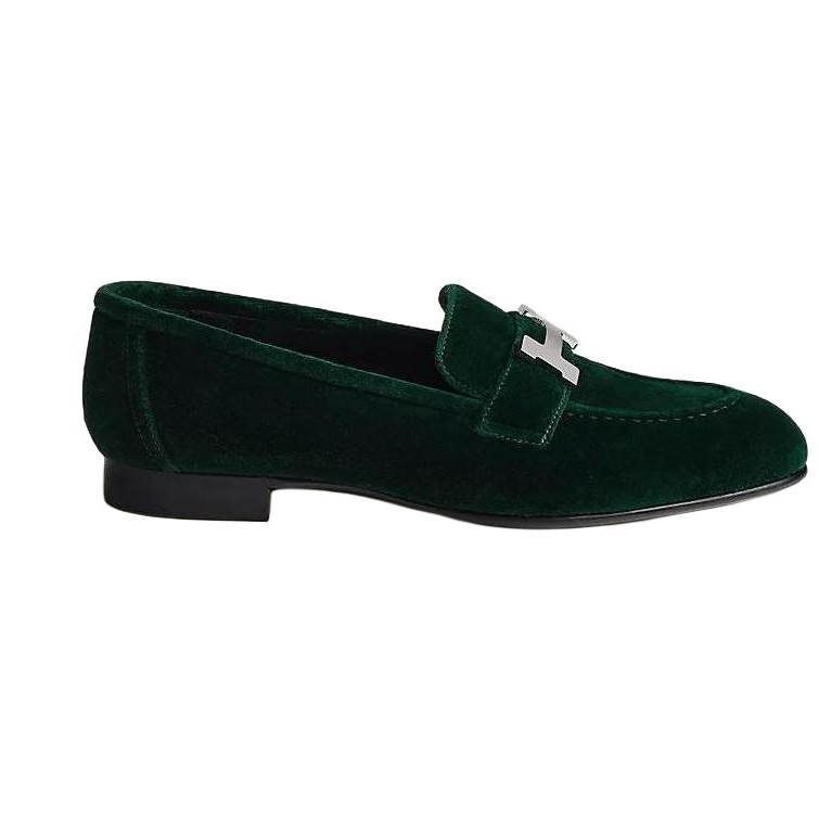 Order (W) HERMES Paris Loafer ''Groen Fluweel'' H232135Z-VF
