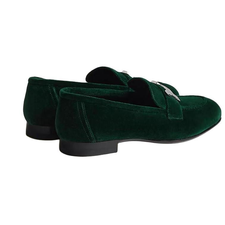 Shop (W) HERMES Paris Loafer ''Groen Fluweel'' H232135Z-VF