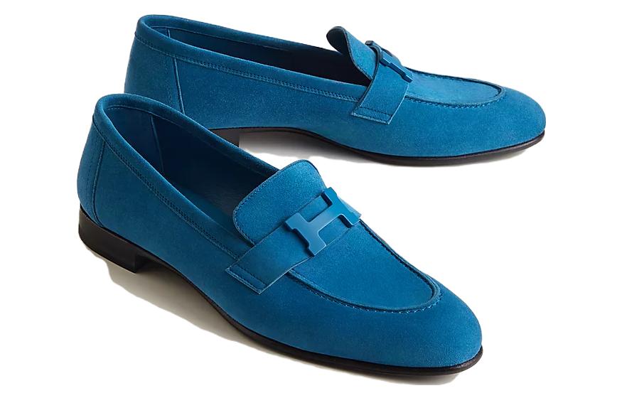 Lookbook (W) HERMES Paris Loafer Beludru 'Blue Comfort' H221065Z-7Q