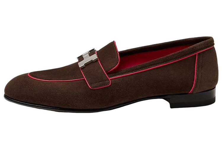(W) HERMES Parisian Moccasin 'Red Brown'