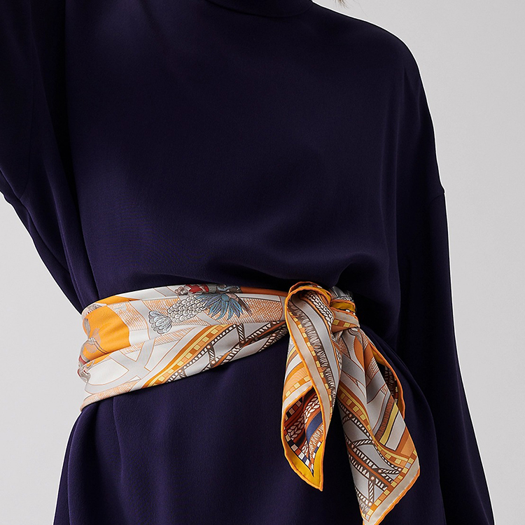 (Women) HERMES Passades et Serpentines Double-sided Scarf Orange/White/Blue Women. H903688S-01 圖 4