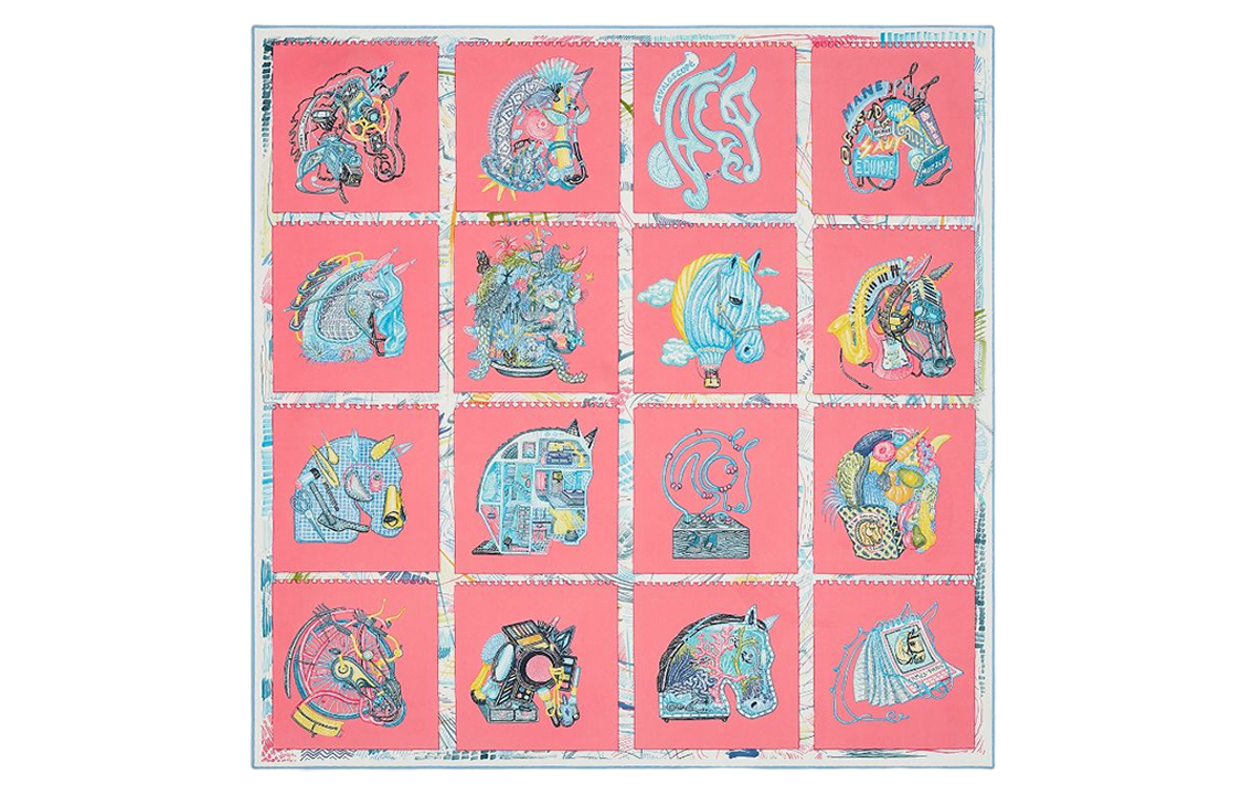 (Women) HERMES Patterned Pink Silk Scarf for Women. H003913S 02