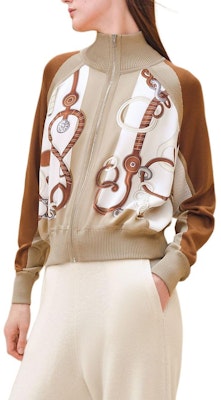 (Women) HERMES Pearl White Zip-Up Long Sleeve Jacket with Printed Design H4E2824DVTL34 Order (Women) HERMES Pearl White Zip-Up Long Sleeve Jacket with Printed Design H4E2824DVTL34