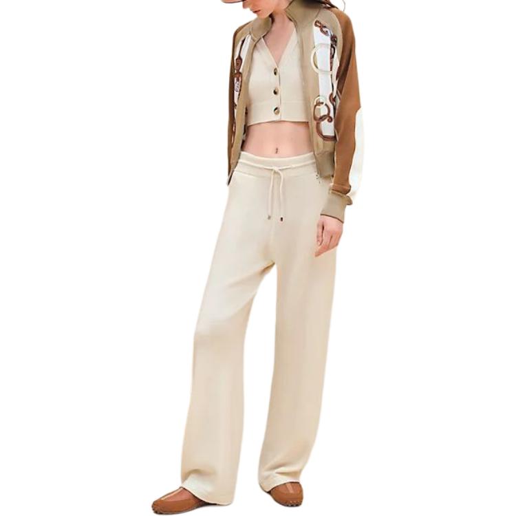 Lookbook (Women) HERMES Pearl White Zip-Up Long Sleeve Jacket with Printed Design H4E2824DVTL34