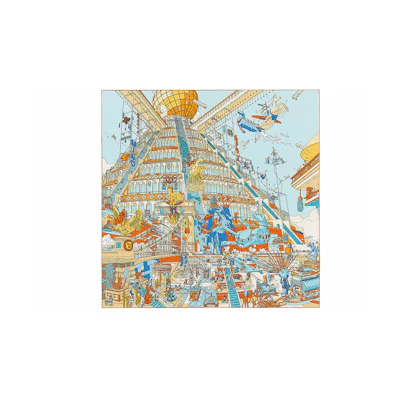 (Women) HERMES Pegasus Legend 90 Silk Scarf for Women - Orange/Blue H003517S-13