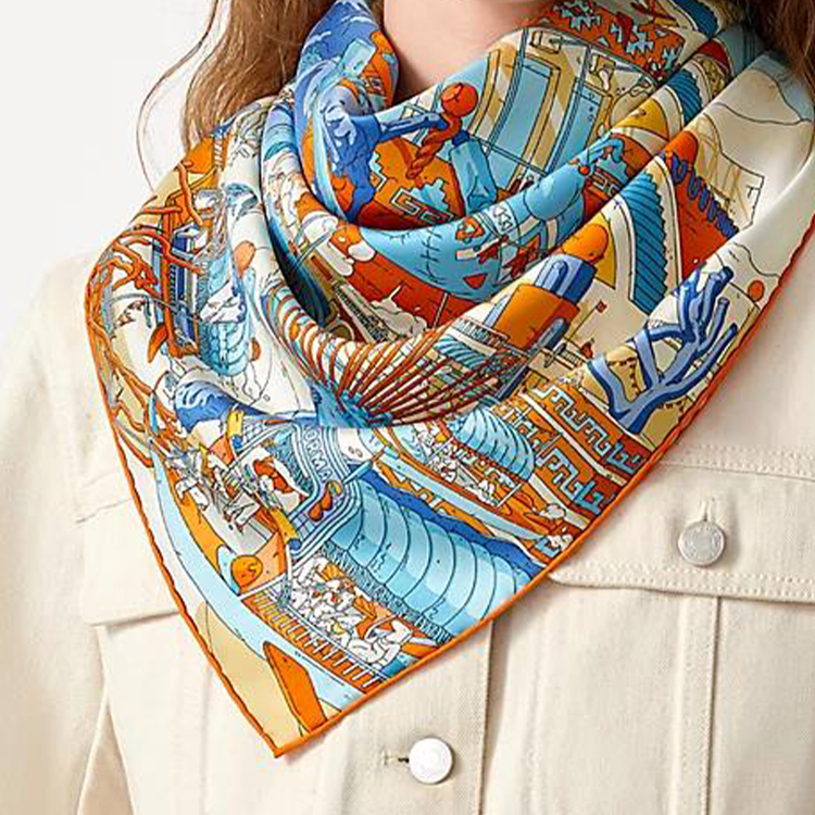 (Women) HERMES Pegasus Legend 90 Silk Scarf for Women - Orange/Blue H003517S-13 圖 3