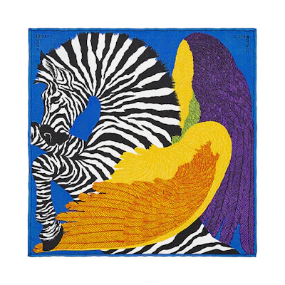 (Women) HERMES Pegasus Pattern 20cm Mini Silk Scarf for Women - Blue. H332816S-05