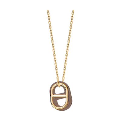 (Women) HERMES Pig Nose Necklace in Elephant Gray Calfskin H079528CC18