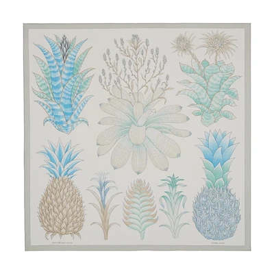 (Women) HERMES Pineapple Catalog Silk Scarf 90x90cm Gray Accessory H003801S-06
