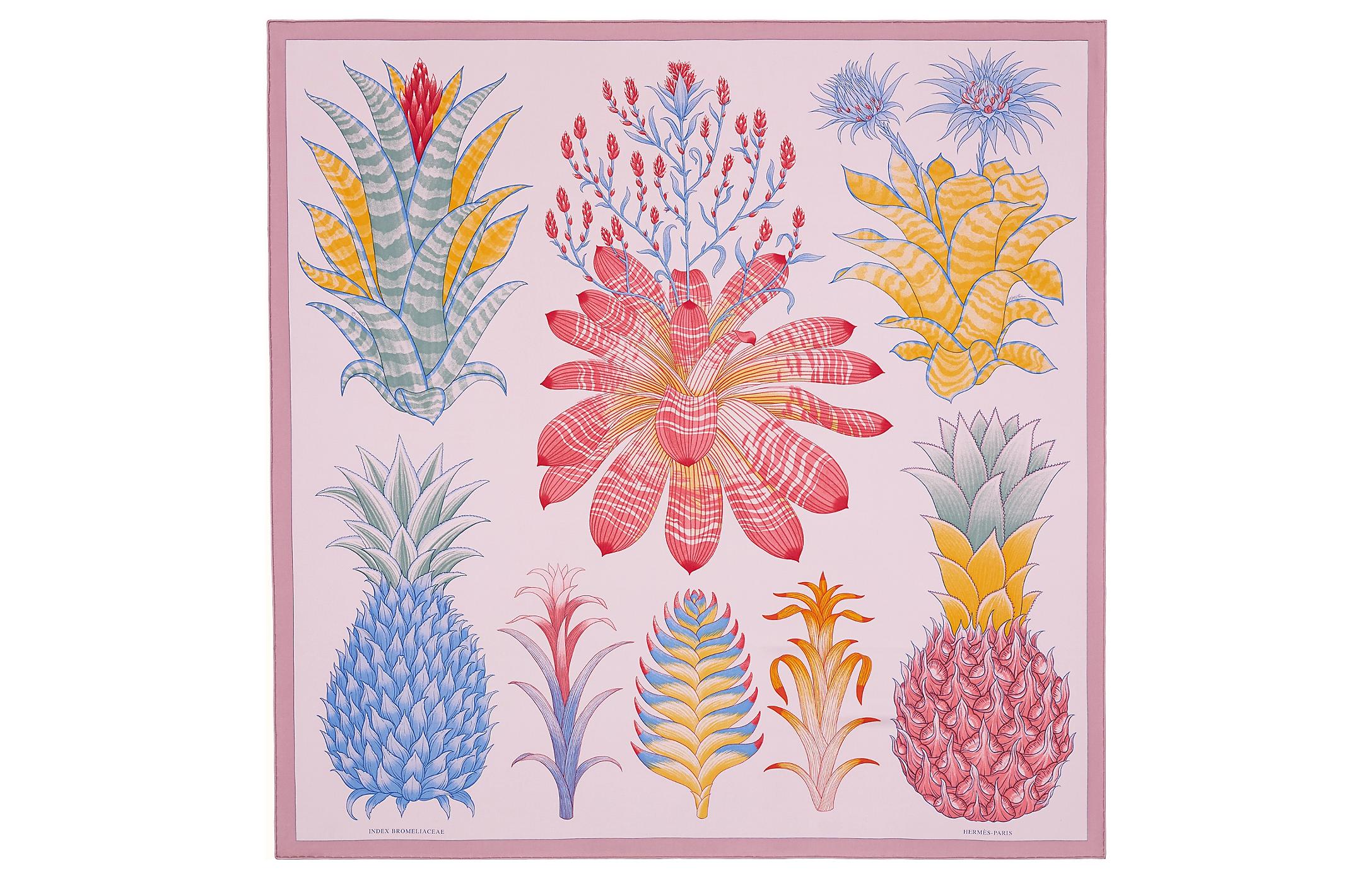 (Women) HERMES Pineapple Catalogue 90cm  Scarf - Purple H003801S-08