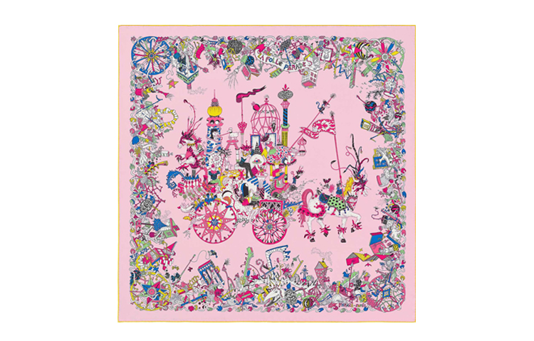 (Women) HERMES Pink "Carnaval des Oiseaux" 90 Silk Scarf H002899S-12 圖 2