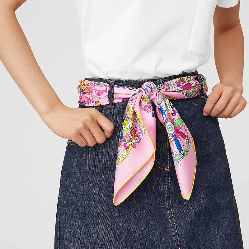 (Women) HERMES Pink "Carnaval des Oiseaux" 90 Silk Scarf H002899S-12 圖 3