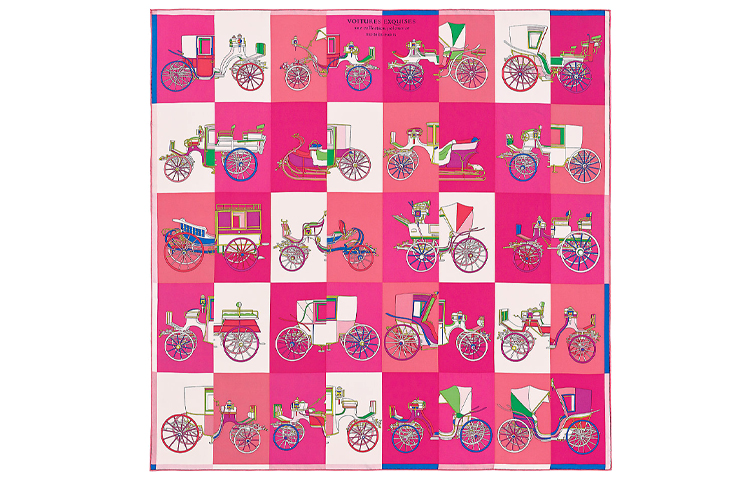(Women) HERMES Pink Carriage Silk Scarf 90cm Square H003429S-11