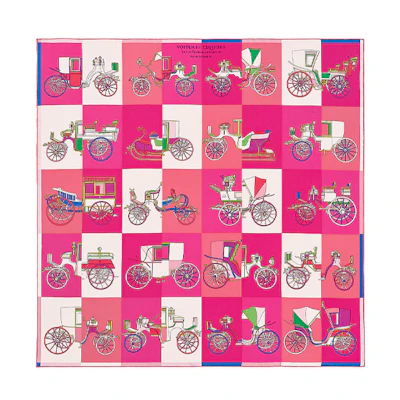 (Women) HERMES Pink Carriage Silk Scarf 90cm Square H003429S-11