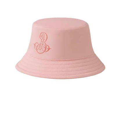 (Women) HERMES Pink Cotton Bucket Hat with Emile Hermès Monogram Embroidery for Women. H241057Nv3Q58