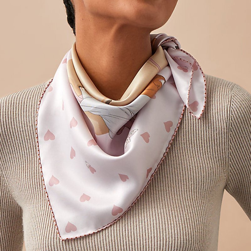 (Women) HERMES Pink Silk Scarf for Women - Afternoon Tea Design. H983782S-01 圖 3