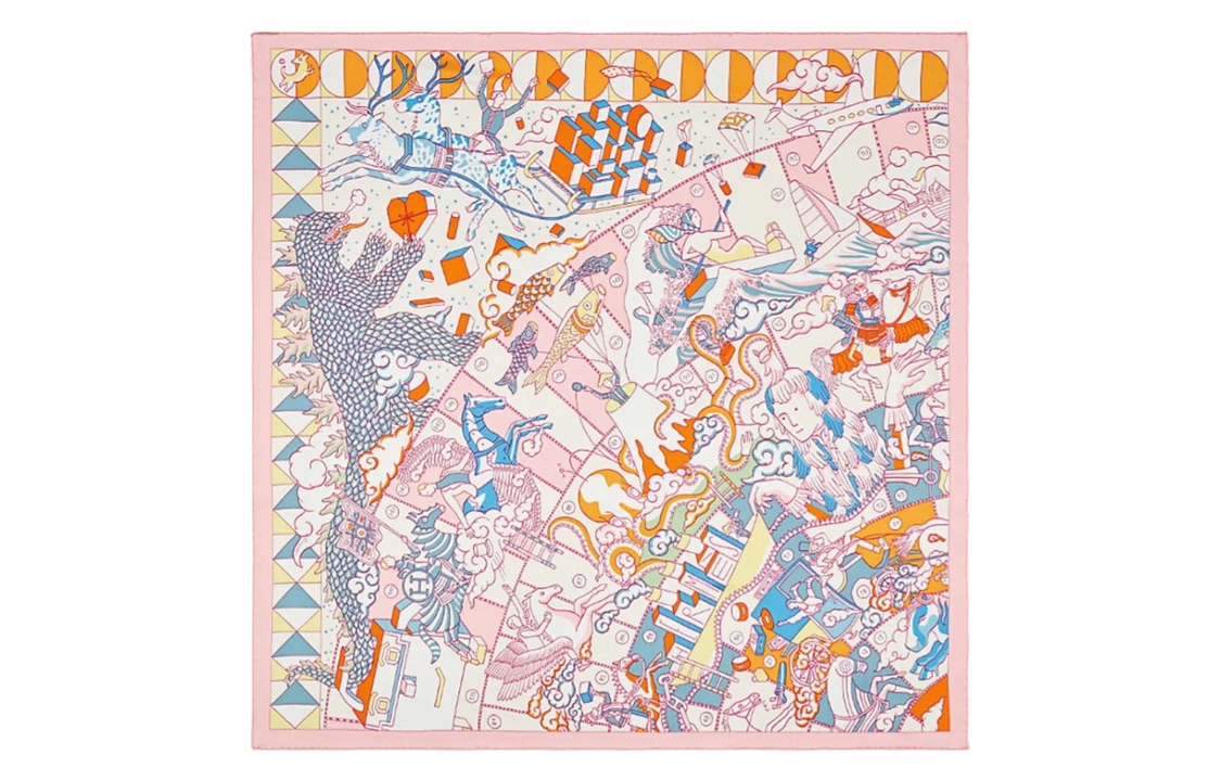 (Women) HERMES Pink Silk Scarf with Epic Details. H983793S-13 圖 2