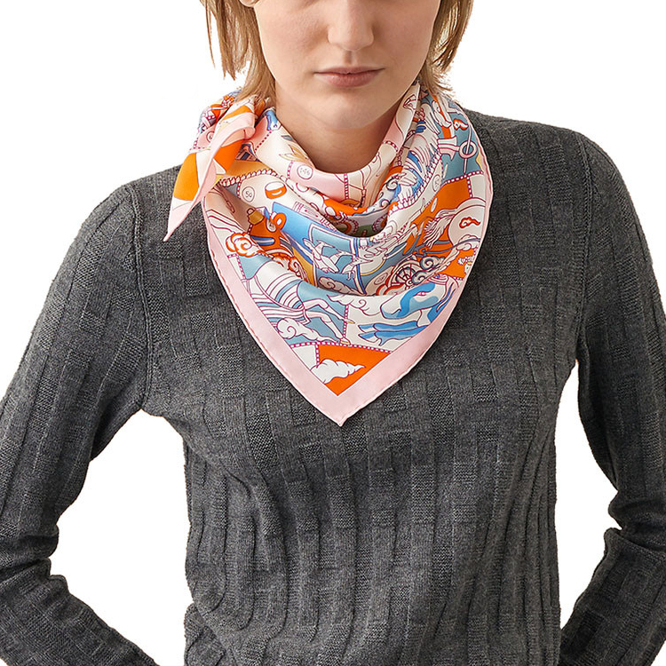 (Women) HERMES Pink Silk Scarf with Epic Details. H983793S-13 圖 3