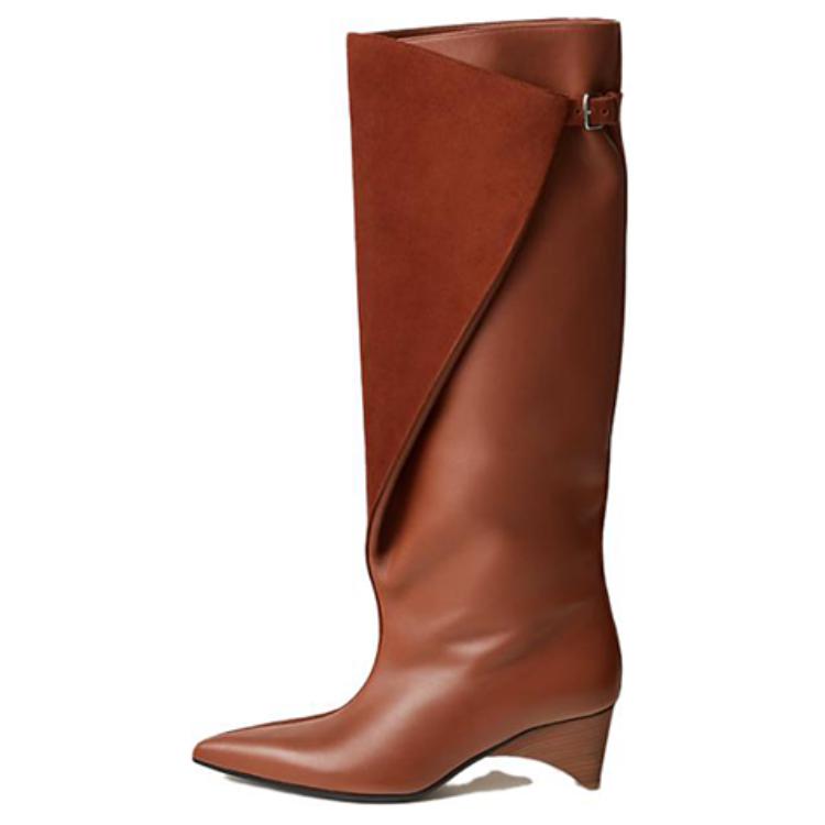 (Women) HERMES Pointed Toe Buckle High Heel Boots 'Brown Leather' H232007Z-20